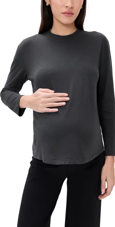 Hatch The Washed Cotton Long Sleeve Tee Washed Black