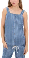 Hatch The Yasmine Top Blue/white Stripe In Blue/white Stripe