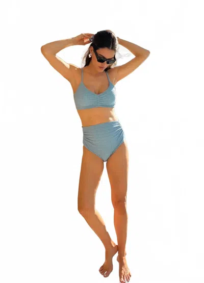 Hatch The Zanzibar Maternity Bikini In Blue Mini Gingham