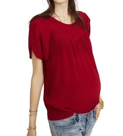 Hatch Tulip Maternity Blouse In Scarlet/red In Burgundy