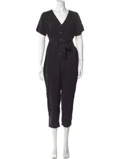 Pre-owned Hatch V-neck Jumpsuit In Black