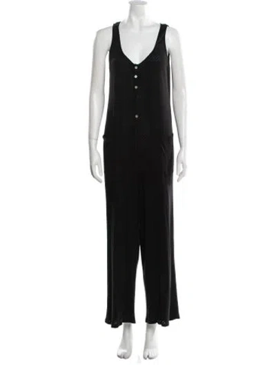 Pre-owned Hatch V-neck Jumpsuit In Black