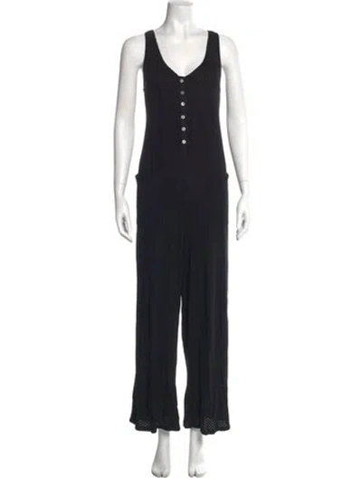 Pre-owned Hatch V-neck Jumpsuit In Black