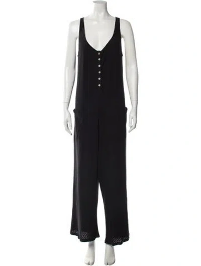 Pre-owned Hatch V-neck Jumpsuit In Black