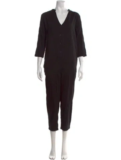 Pre-owned Hatch V-neck Jumpsuit In Black