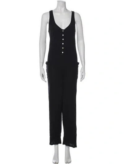Pre-owned Hatch V-neck Jumpsuit In Black