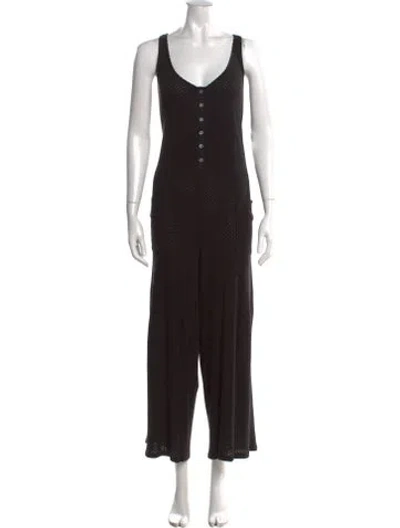 Pre-owned Hatch V-neck Jumpsuit In Black