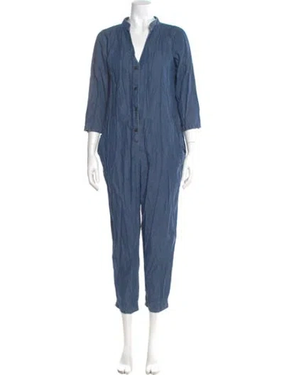 Pre-owned Hatch V-neck Jumpsuit In Blue