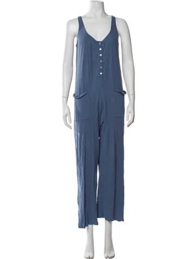 Pre-owned Hatch V-neck Jumpsuit In Blue