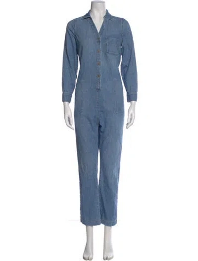 Pre-owned Hatch V-neck Jumpsuit In Blue