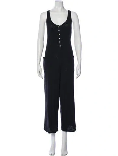 Pre-owned Hatch V-neck Jumpsuit In Blue