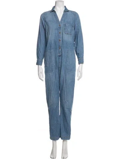 Pre-owned Hatch V-neck Jumpsuit In Blue