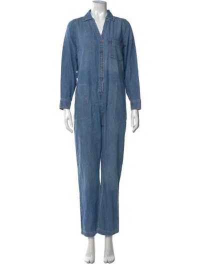 Pre-owned Hatch V-neck Jumpsuit In Blue