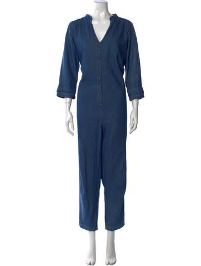 Pre-owned Hatch V-neck Jumpsuit In Blue