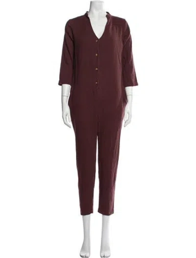 Pre-owned Hatch V-neck Jumpsuit In Brown