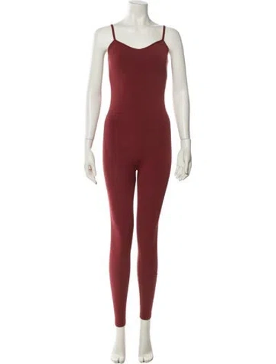 Pre-owned Hatch V-neck Jumpsuit In Burgundy