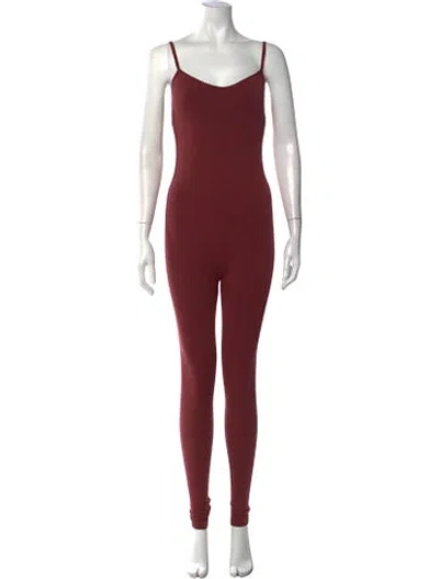 Pre-owned Hatch V-neck Jumpsuit In Burgundy