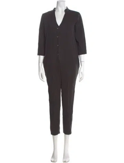 Pre-owned Hatch V-neck Jumpsuit In Gray