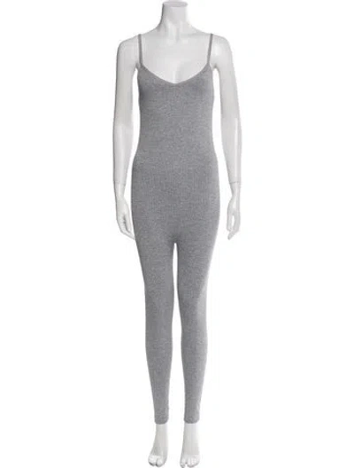 Pre-owned Hatch V-neck Jumpsuit In Gray