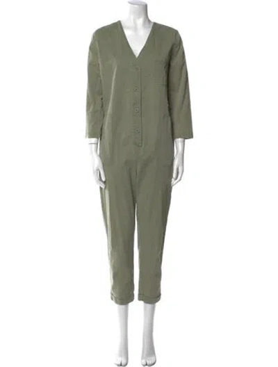Pre-owned Hatch V-neck Jumpsuit In Green