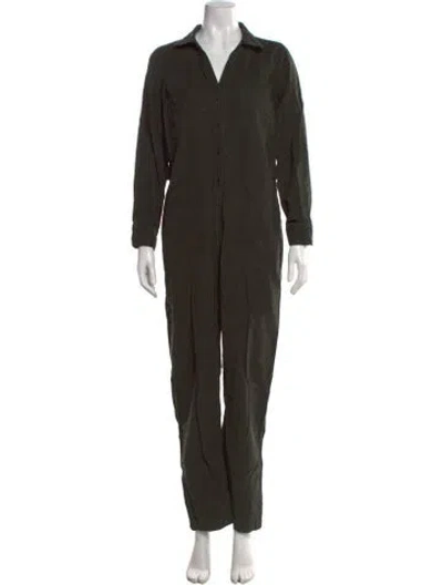 Pre-owned Hatch V-neck Jumpsuit In Green
