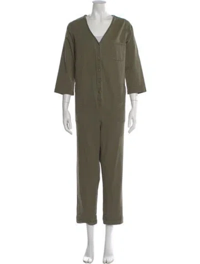 Pre-owned Hatch V-neck Jumpsuit In Green