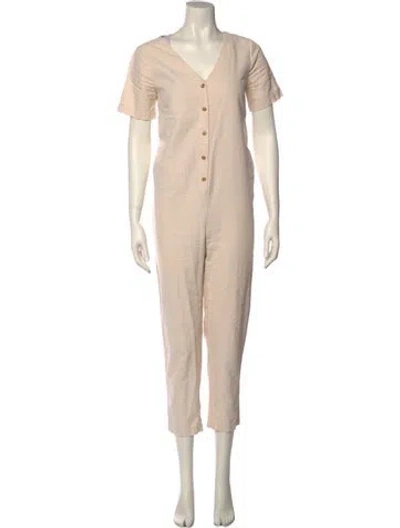 Pre-owned Hatch V-neck Jumpsuit In Neutral