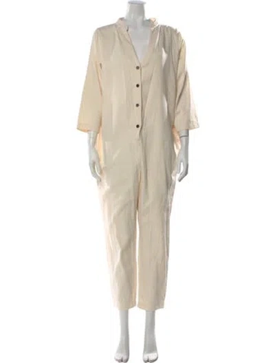 Pre-owned Hatch V-neck Jumpsuit In Neutral