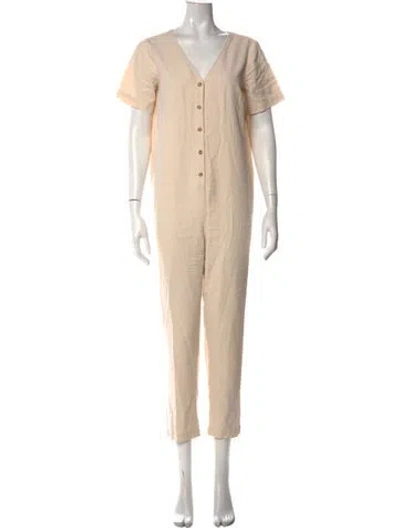 Pre-owned Hatch V-neck Jumpsuit In Neutral