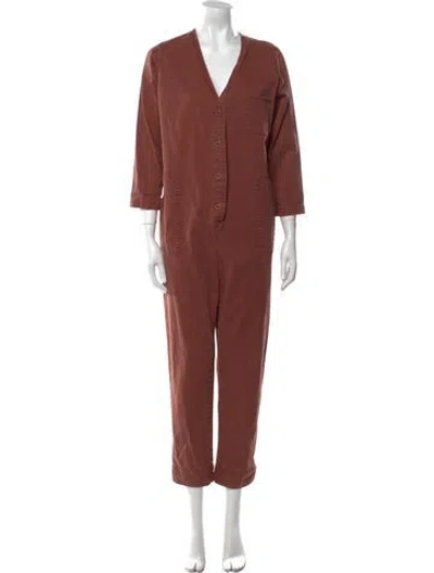 Pre-owned Hatch V-neck Jumpsuit In Red