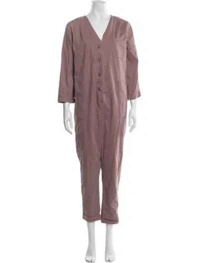 Pre-owned Hatch V-neck Jumpsuit In White
