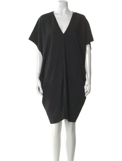 Pre-owned Hatch V-neck Knee-length Dress In Black