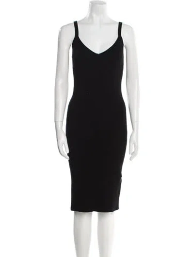 Pre-owned Hatch V-neck Knee-length Dress In Black