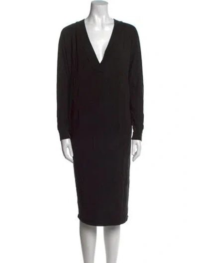 Pre-owned Hatch V-neck Knee-length Dress In Black