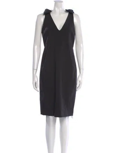 Pre-owned Hatch V-neck Knee-length Dress In Black