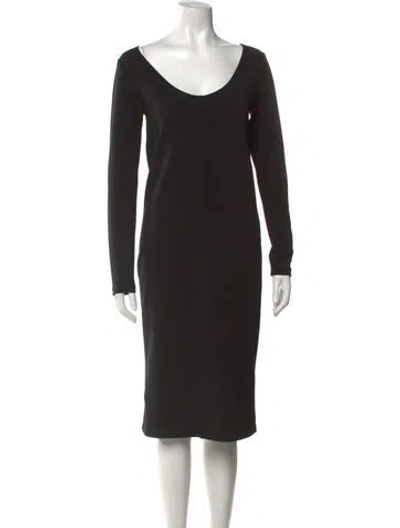 Pre-owned Hatch V-neck Knee-length Dress In Black