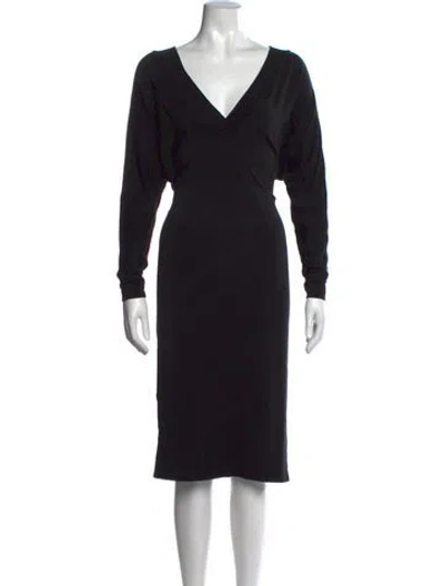 Pre-owned Hatch V-neck Knee-length Dress In Black