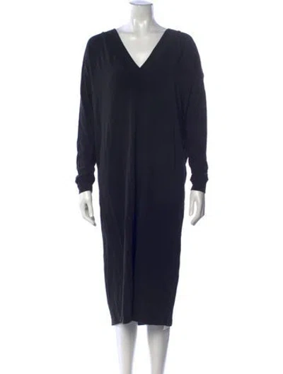 Pre-owned Hatch V-neck Knee-length Dress In Blue