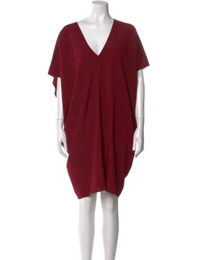 Pre-owned Hatch V-neck Knee-length Dress In Burgundy