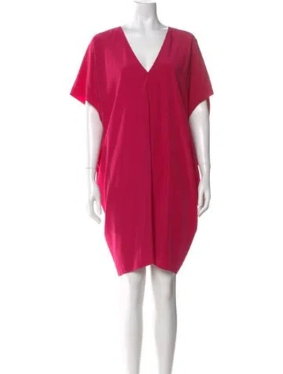 Pre-owned Hatch V-neck Knee-length Dress In Pink