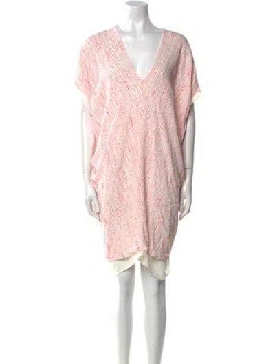 Pre-owned Hatch V-neck Knee-length Dress In Pink