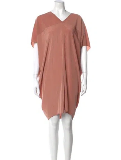 Pre-owned Hatch V-neck Knee-length Dress In Pink