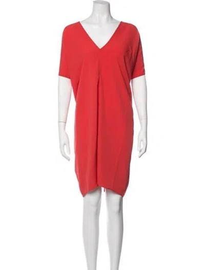 Pre-owned Hatch V-neck Knee-length Dress In Red