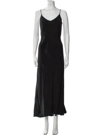 Pre-owned Hatch V-neck Long Dress In Black