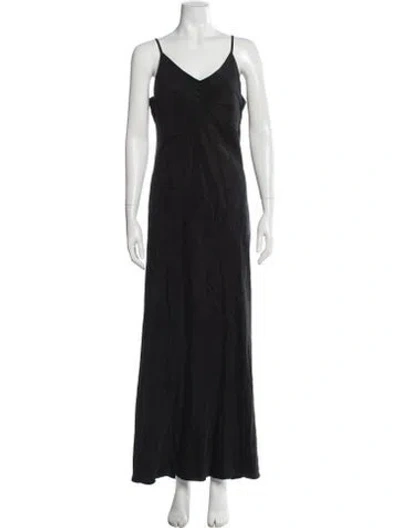 Pre-owned Hatch V-neck Long Dress In Black