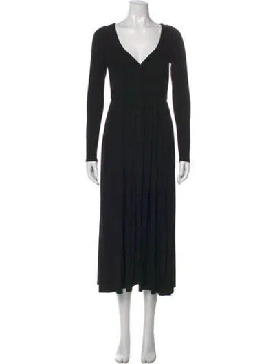 Pre-owned Hatch V-neck Long Dress In Black