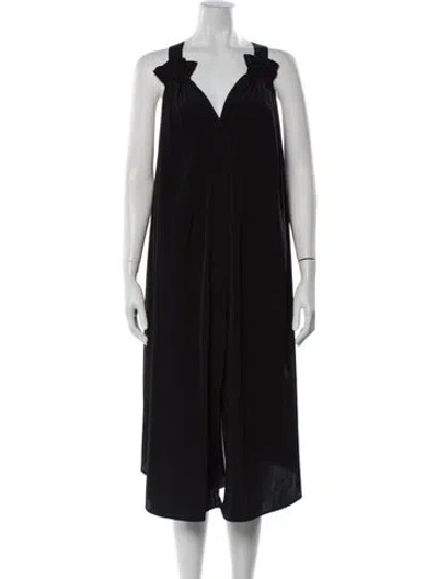 Pre-owned Hatch V-neck Long Dress In Black