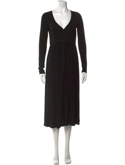 Pre-owned Hatch V-neck Long Dress In Black