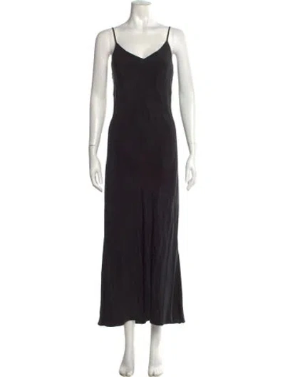 Pre-owned Hatch V-neck Long Dress In Black