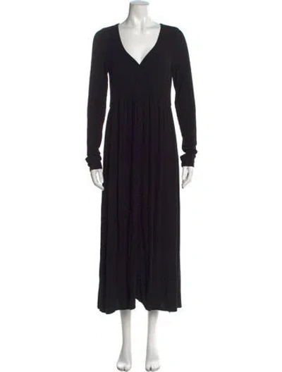 Pre-owned Hatch V-neck Long Dress In Black